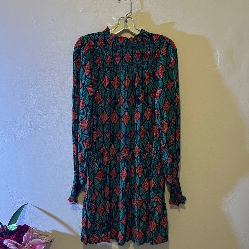 MELLODAY Long Sleeve Dress - Red and Green